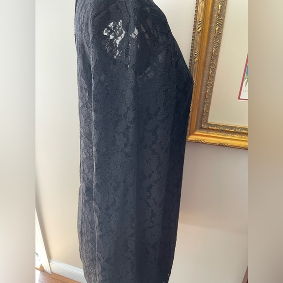 🆕H &‎ M divided lace overlay ladies dress-NWT-size 8-sheath-flared sleeves-mini - Picture 16 of 16